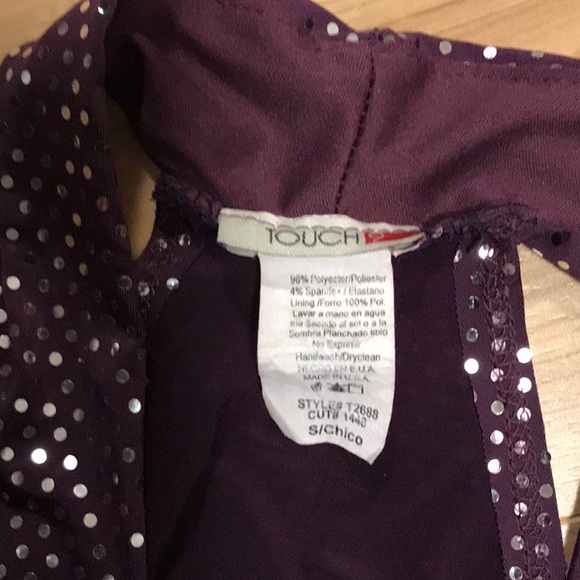 Touch 9 belted halter tunic in Plum purple with silver sparkles - Picture 3 of 8